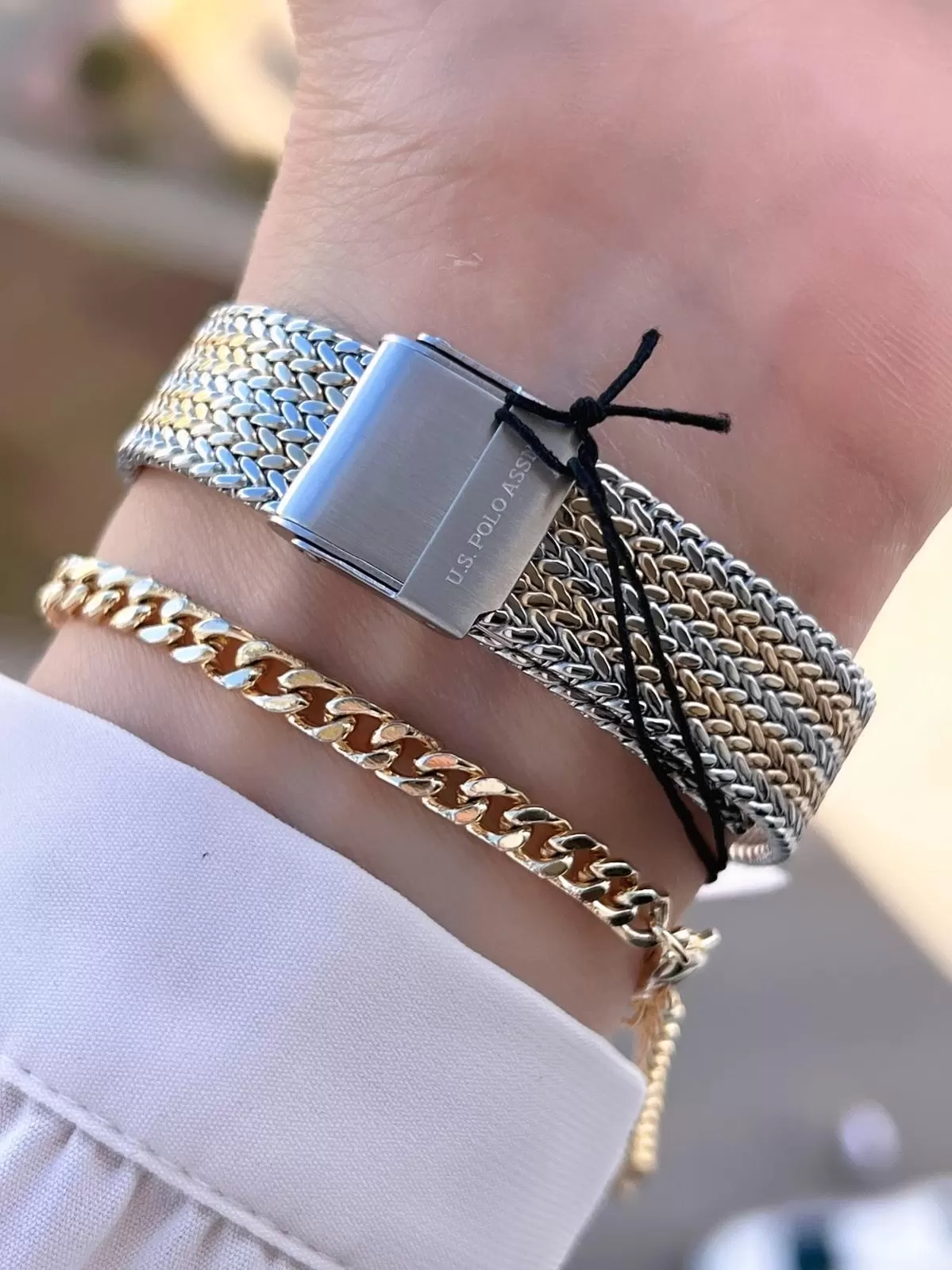 U.S.POLO ASSN Çelik Kordon 3 Atm Suya Dayanıklı Kadın Kol Saati+Bileklik Hediyeli USPA.2105.05