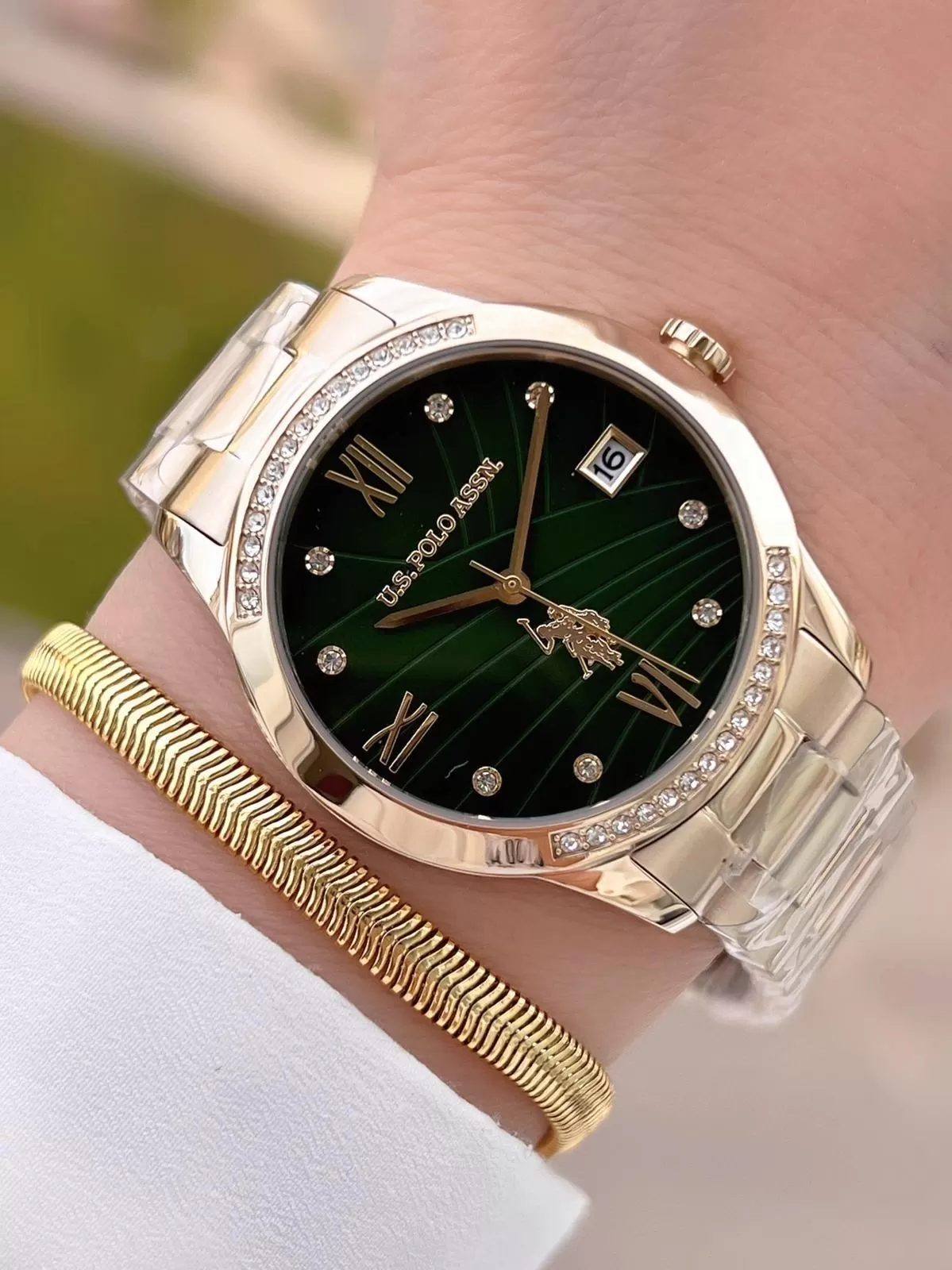 U.S.POLO ASSN Çelik Kordon 5 Atm Suya Dayanıklı Kadın Kol Saati+Bileklik Hediyeli USPA.2059.B07