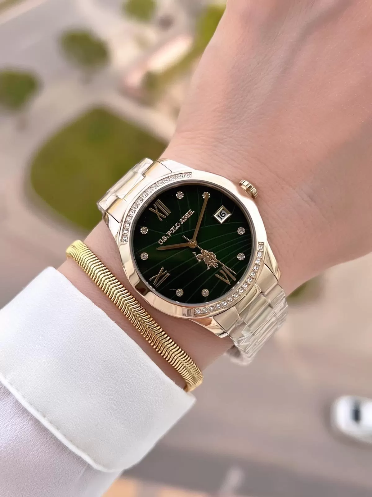 U.S.POLO ASSN Çelik Kordon 5 Atm Suya Dayanıklı Kadın Kol Saati+Bileklik Hediyeli USPA.2059.B07