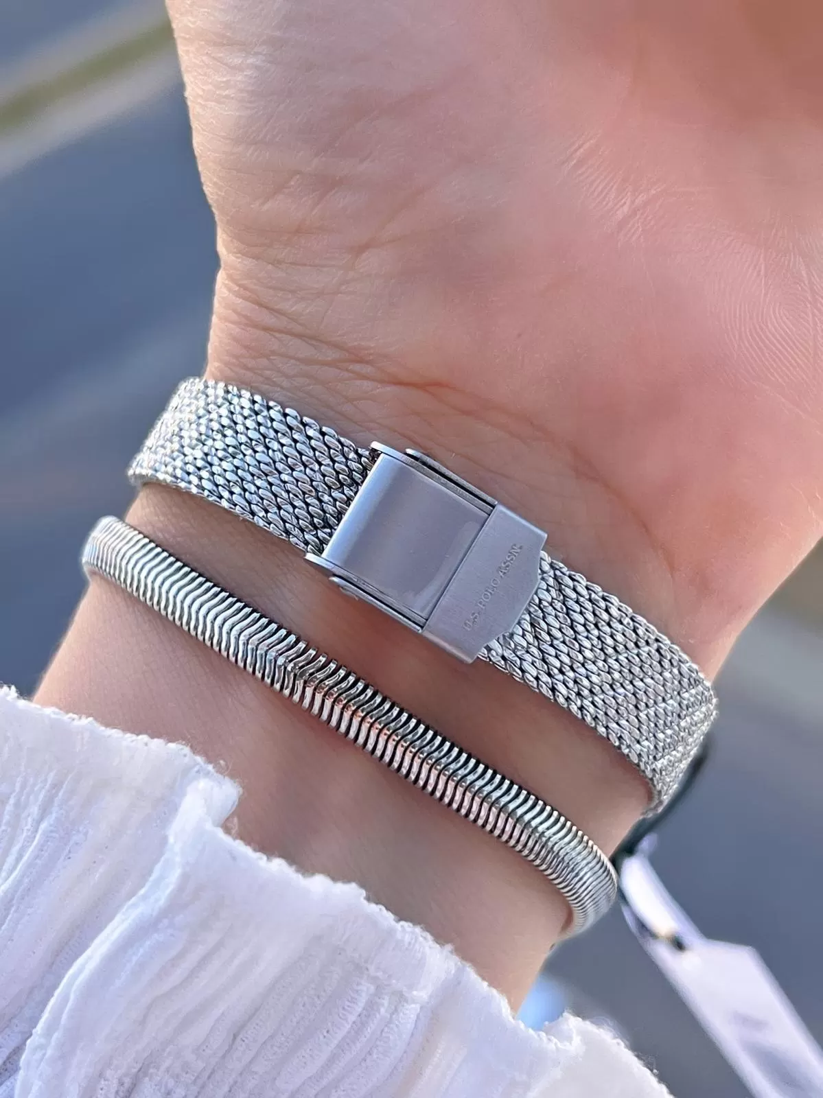 U.S.POLO ASSN Çelik Kordon 5 Atm Suya Dayanıklı Kadın Kol Saati+Bileklik Hediyeli USPA.2083.G01