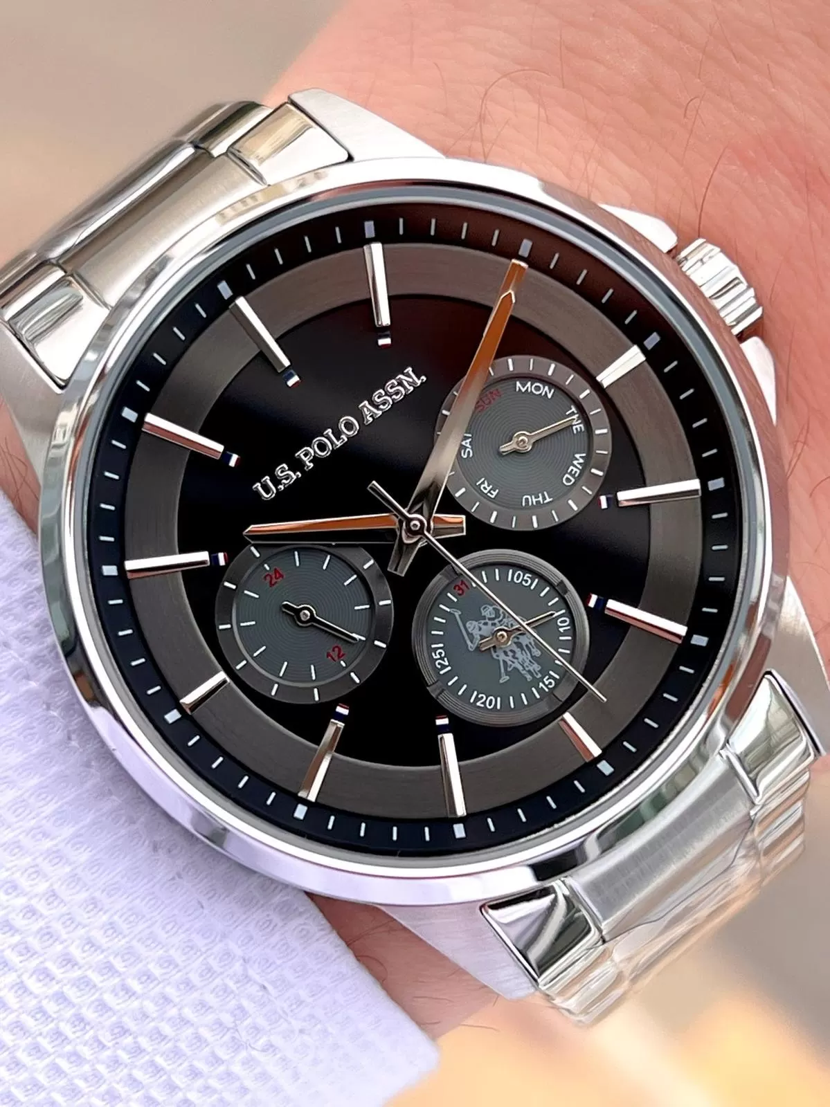 U.S.Polo Assn Çelik Kordon İç Fonksiyonları Aktif 5 Atm Suya Dayanıklı Erkek Kol Saati USPA.FS1000.02