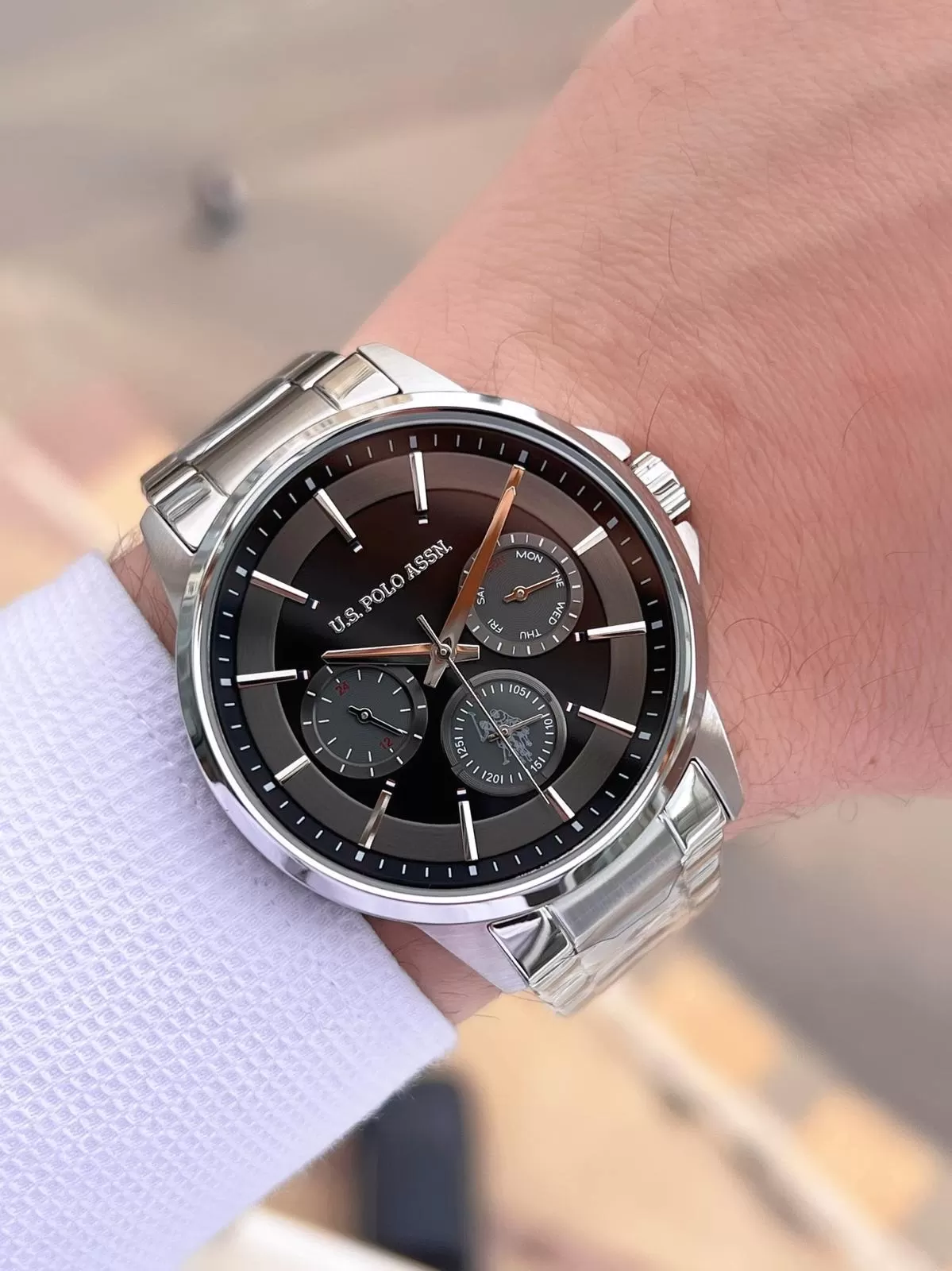 U.S.Polo Assn Çelik Kordon İç Fonksiyonları Aktif 5 Atm Suya Dayanıklı Erkek Kol Saati USPA.FS1000.02