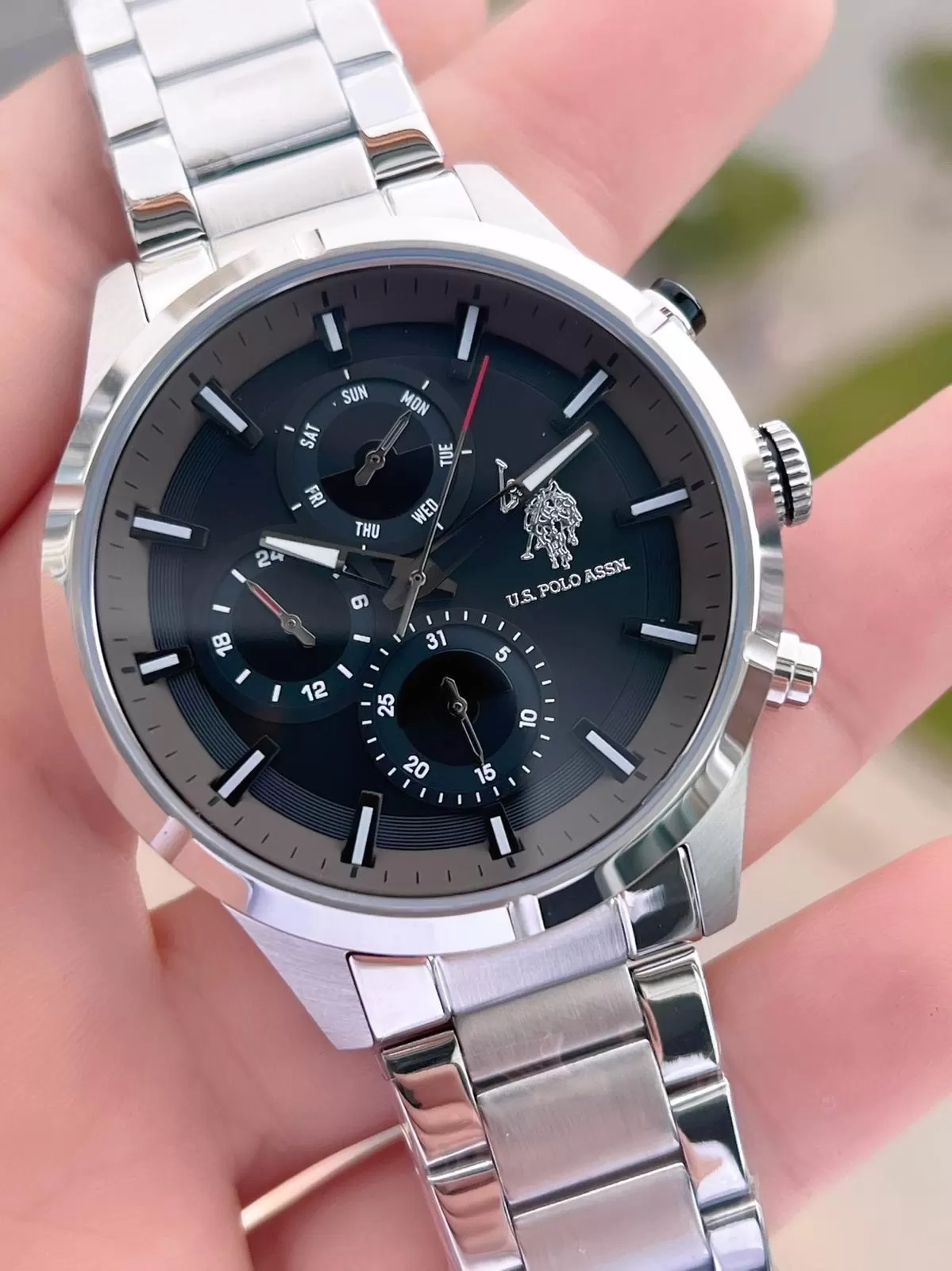 U.S.Polo Assn Çelik Kordon İç Fonksiyonları Aktif 5 Atm Suya Dayanıklı Erkek Kol Saati USPA.FS1014.02