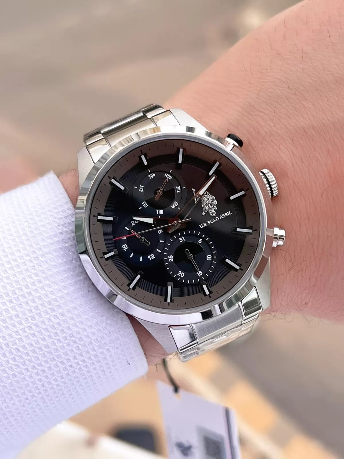 U.S.Polo Assn Çelik Kordon İç Fonksiyonları Aktif 5 Atm Suya Dayanıklı Erkek Kol Saati USPA.FS1014.02