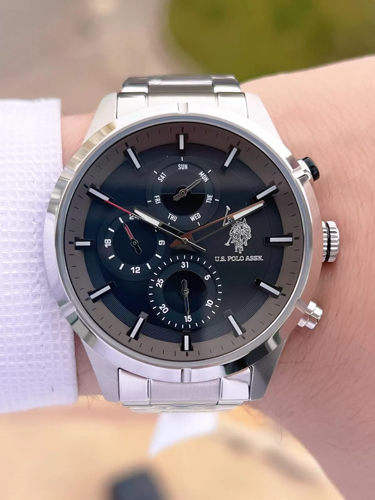 U.S.Polo Assn Çelik Kordon İç Fonksiyonları Aktif 5 Atm Suya Dayanıklı Erkek Kol Saati USPA.FS1014.02