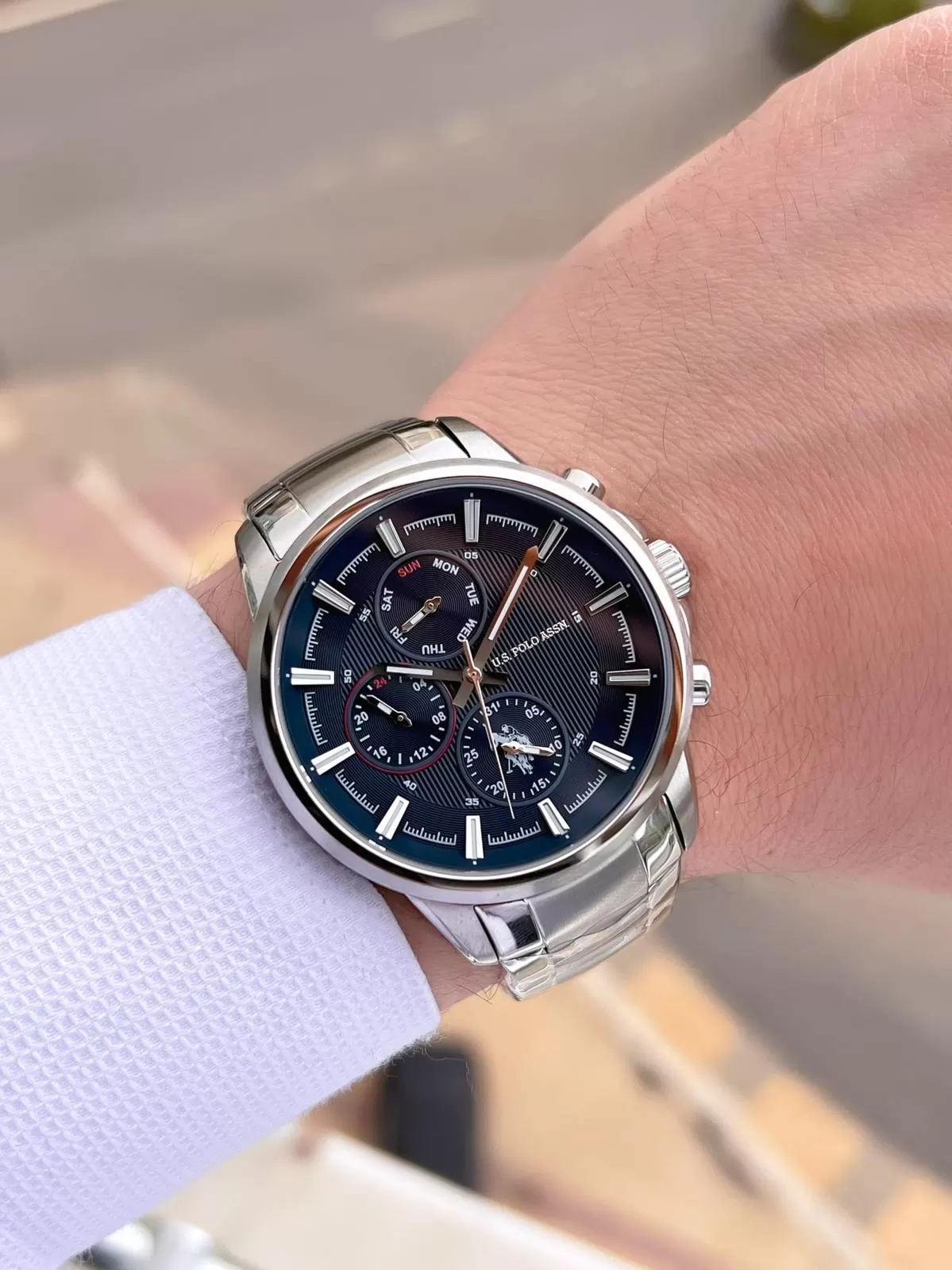 U.S.Polo Assn Çelik Kordon İç Fonksiyonları Aktif 5 Atm Suya Dayanıklı Erkek Kol Saati USPA.FS1016.05