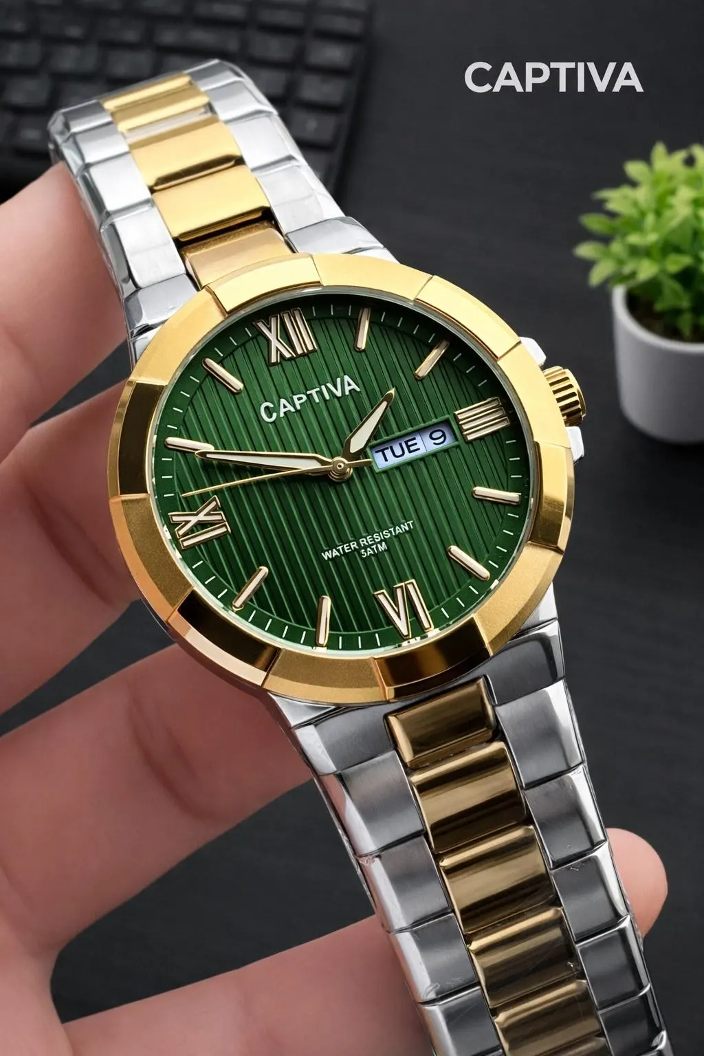 Captiva Bileklik Hediyeli Çelik Kordon Haftanın Günü Ve Takvimli Kadran Erkek Kol Saati CT.M.001.M1