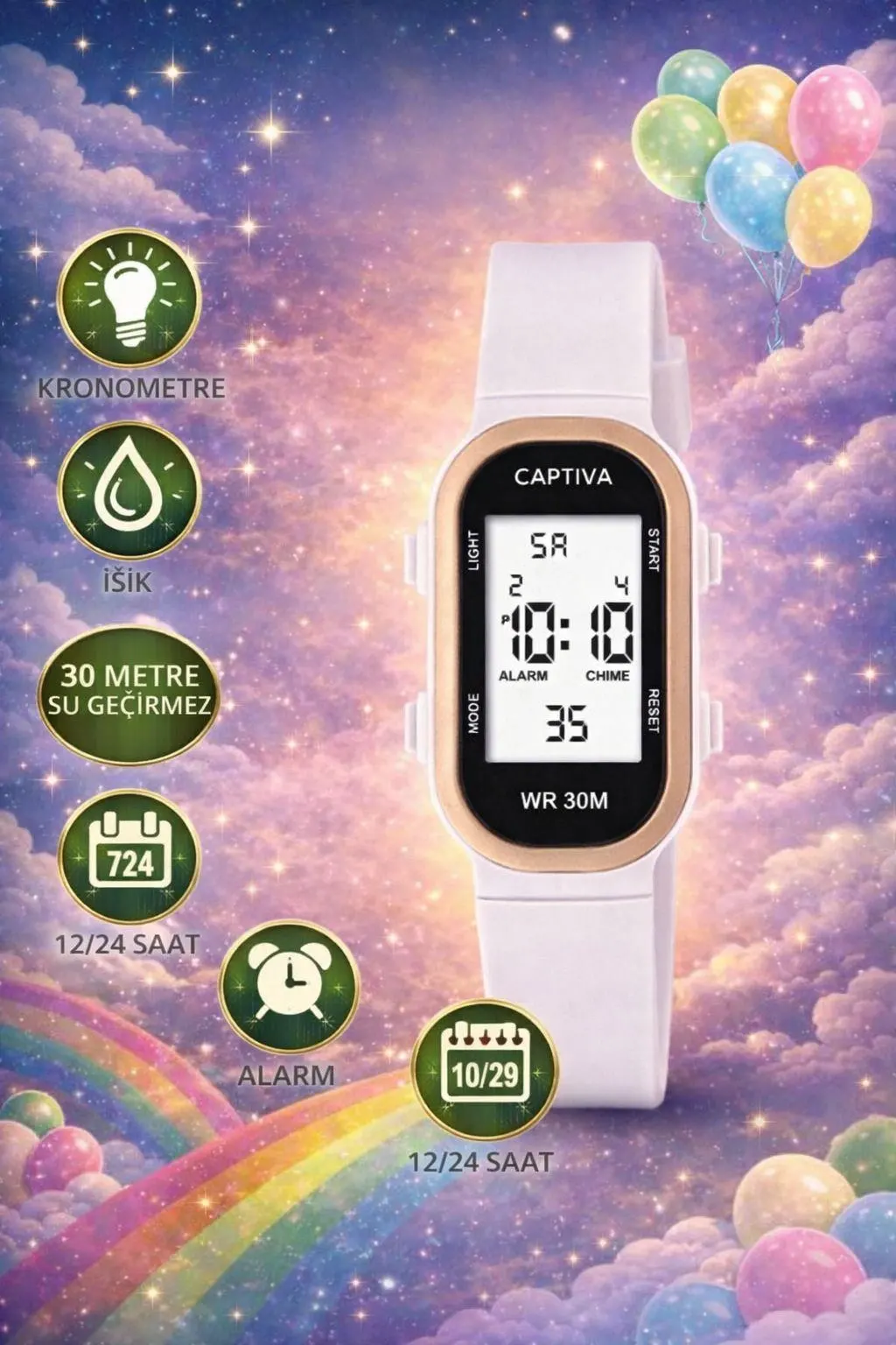 Captiva Digital 3 Atm Suya Dayanıklı Işık+Alarm+Kronometre+Takvimli Çoçuk Kol Saati CP.YN.26.M03