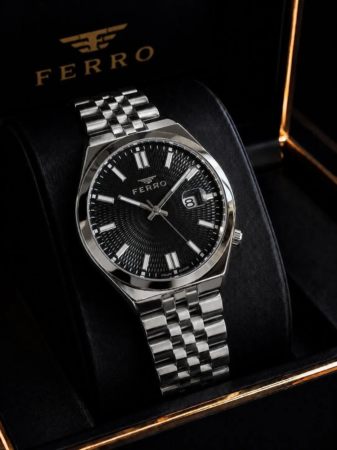 Ferro Premium İtalian Desing Çelik Kordon Nişan Ve Damat Saati 3 Atm Erkek Kol Saati EFM40136-B1