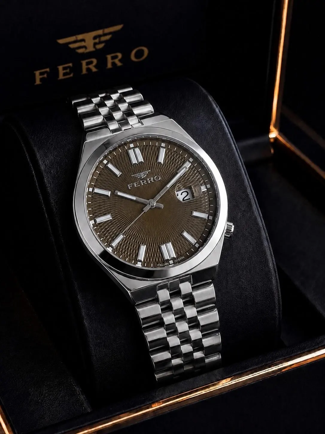Ferro Premium İtalian Desing Çelik Kordon Nişan Ve Damat Saati 3 Atm Erkek Kol Saati EFM40136-B2