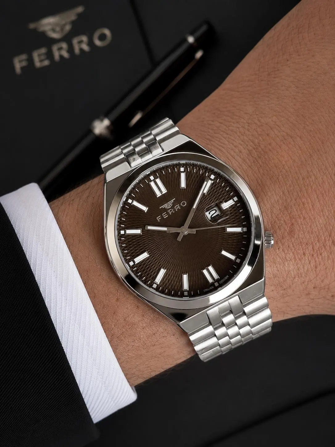 Ferro Premium İtalian Desing Çelik Kordon Nişan Ve Damat Saati 3 Atm Erkek Kol Saati EFM40136-B2