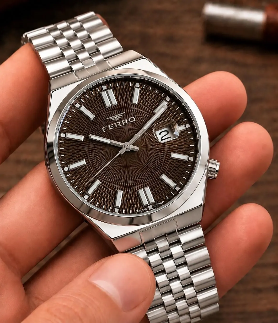 Ferro Premium İtalian Desing Çelik Kordon Nişan Ve Damat Saati 3 Atm Erkek Kol Saati EFM40136-B2