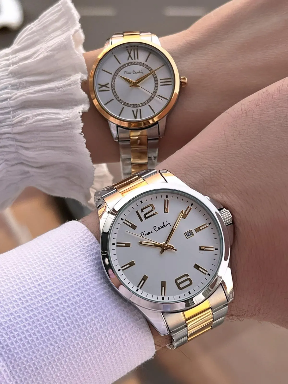 Pierre Cardin Bay ve Bayan Çiftlere Özel Çelik Kordon Çift Kol Saati 30 Mt Su Gecirmez CF.PR8046.M3