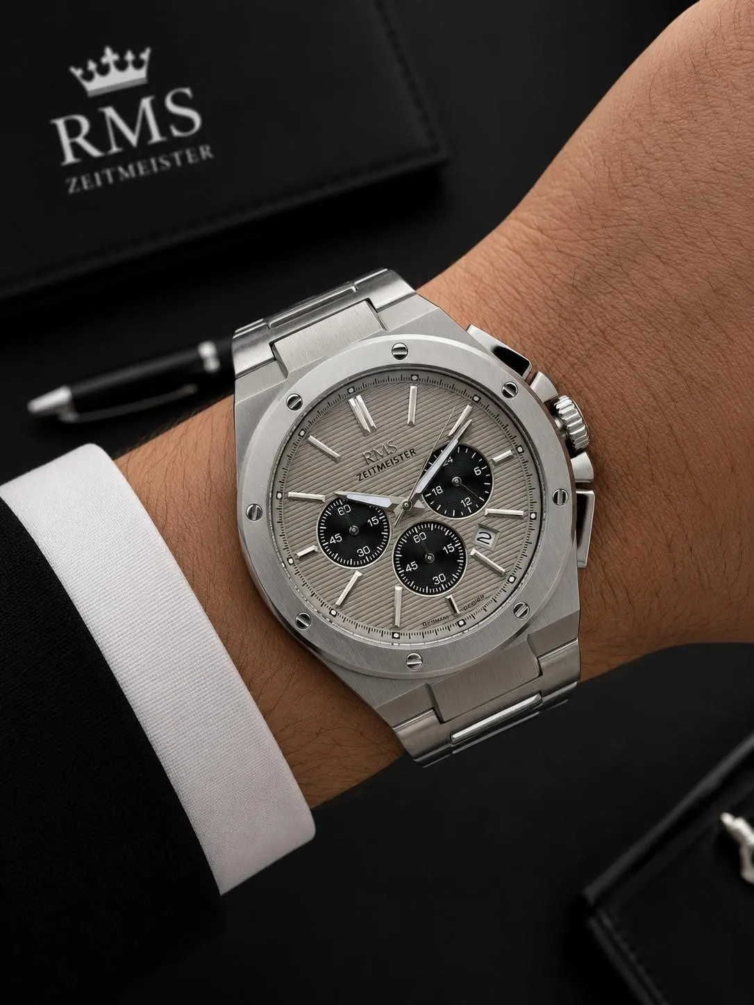 RMS Romanson Premium Erkek Kol Saati Çelik Kordon 5 ATM Su Geçirmez Kronometreli Kadran AG2134.115