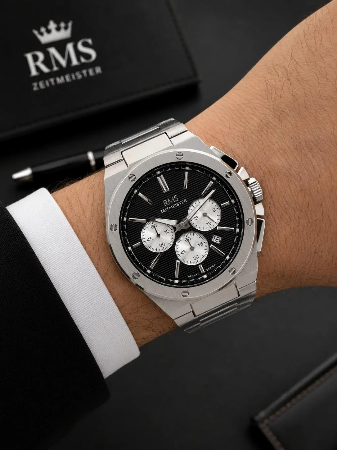 RMS Romanson Premium Erkek Kol Saati Çelik Kordon 5 ATM Su Geçirmez Kronometreli Kadran AG2134.12