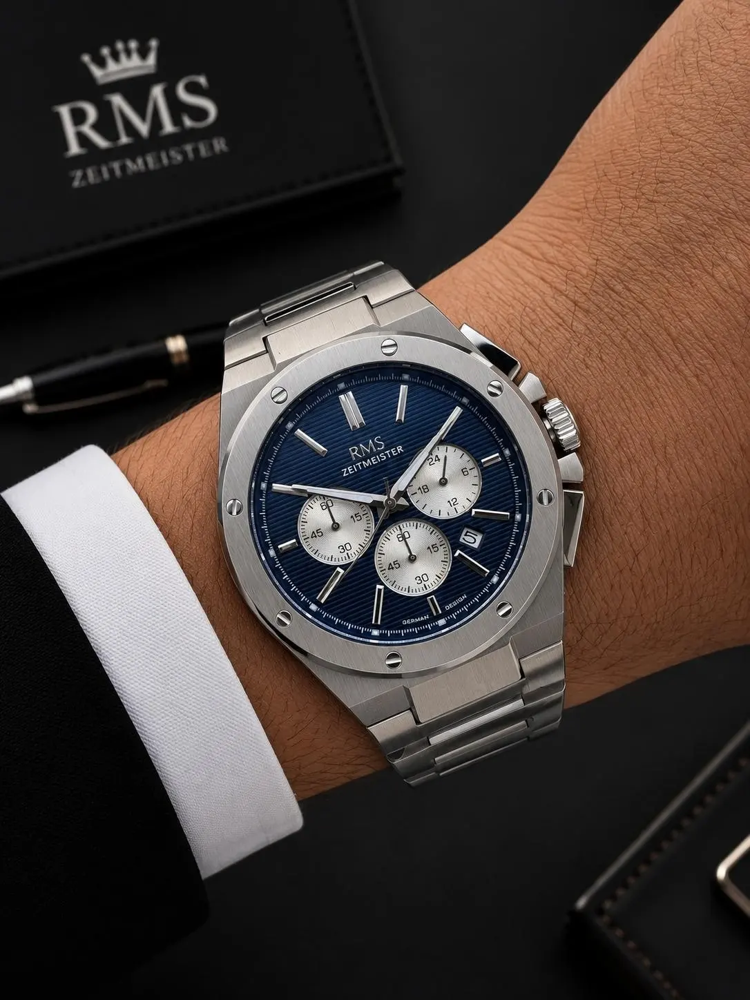 RMS Romanson Premium Erkek Kol Saati Çelik Kordon 5 ATM Su Geçirmez Kronometreli Kadran AG2134.13