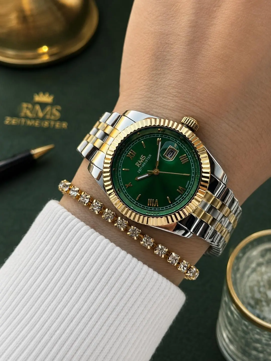 RMS Romanson Premium Özel Tasarım Kordon 2 Yıl Garantili 5 Atm Kadın Kol Saati+Bileklik A1350.49