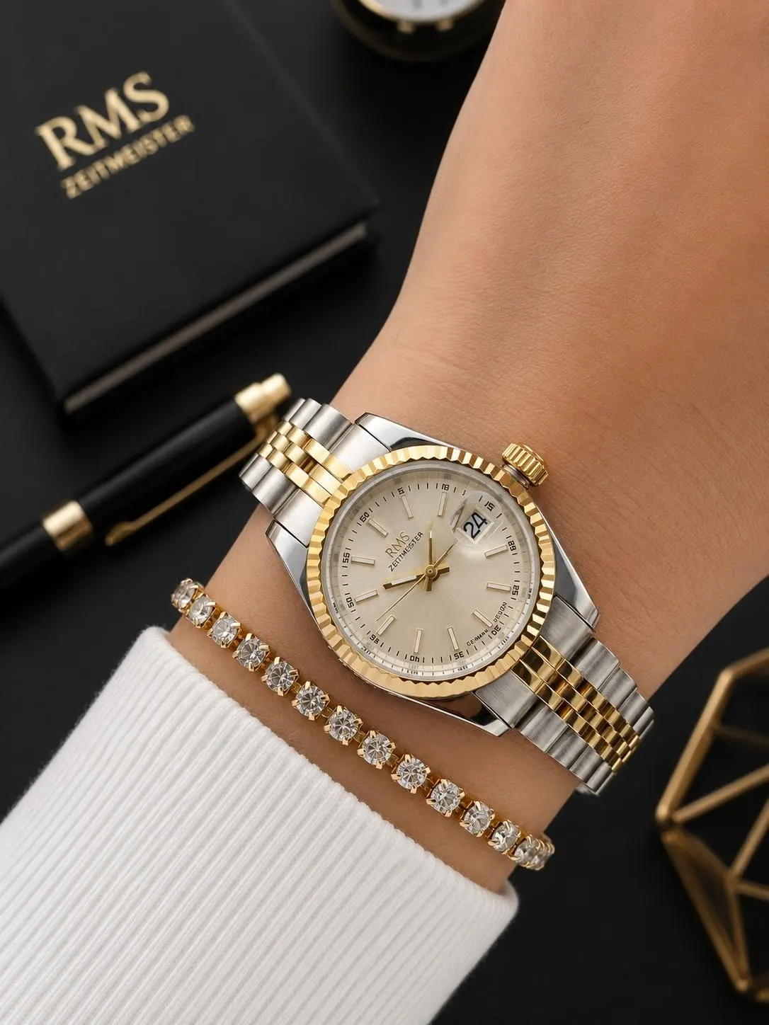 RMS Romanson Vintage Mini Kasa Özel Kordon 2 Yıl Garantili 3 Atm Kadın Kol Saati+Bileklik A2145.45