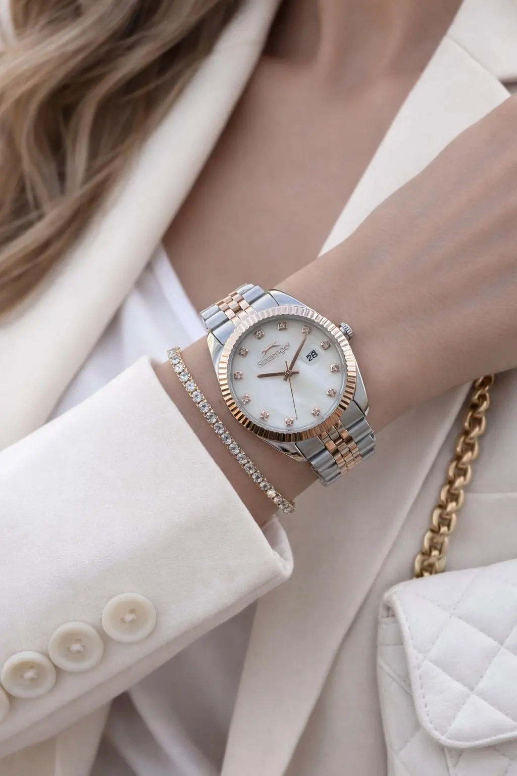 Slazenger Yeni Sezon Elite Model 50 Mt Suya Dayanıklı Bileklik Hediyeli Kadın Kol Saati VS.BLKT.0906