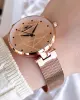 Ferro Hasır Kordonlu Rose Gold Kararmaz Renk Atmaz 3 Atm  Özel Tasarım Kadın Kol Saati BF40-087
