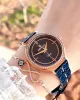 R.VR1003 Bayan Lacivert Vintage Retro Model Swarovski Taşlı Çelik Analog Bayan Kol Saati+Bileklik