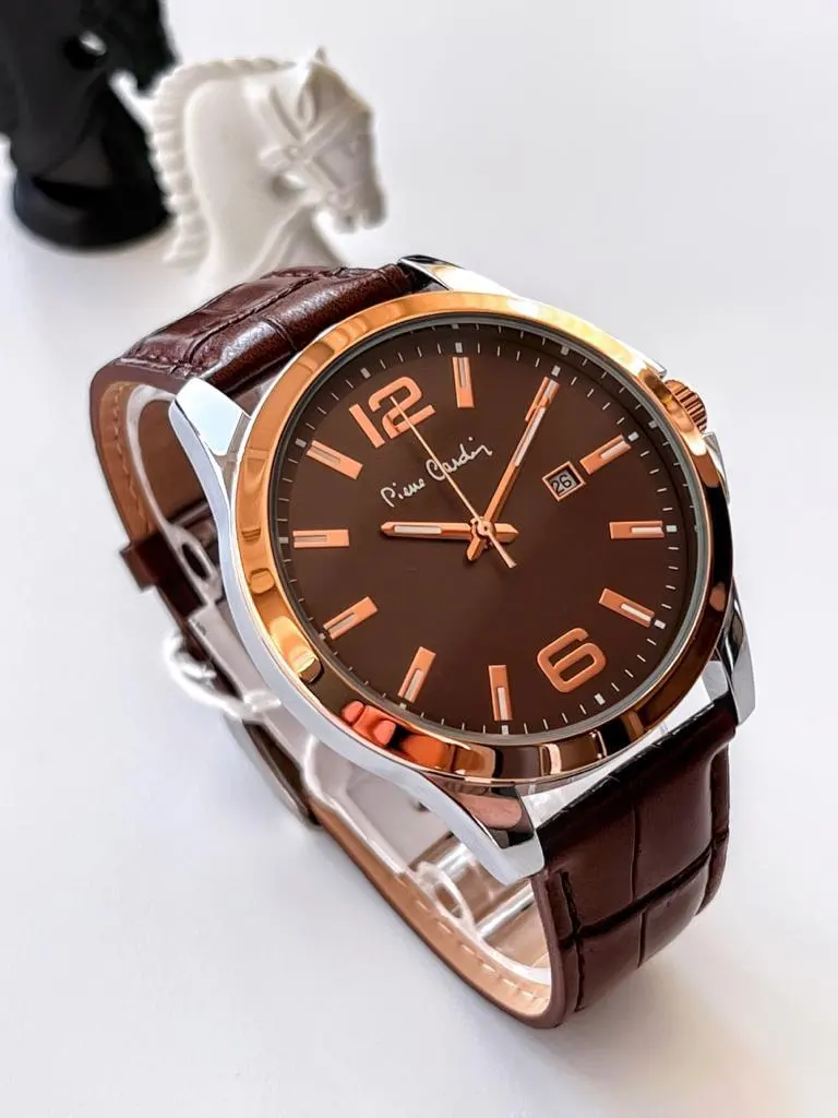 800411F10K Pierre Cardin Deri Kordon Erkek Kol Saati 30 Mt Su Gecirmez + Kaplan Gözü Bileklik