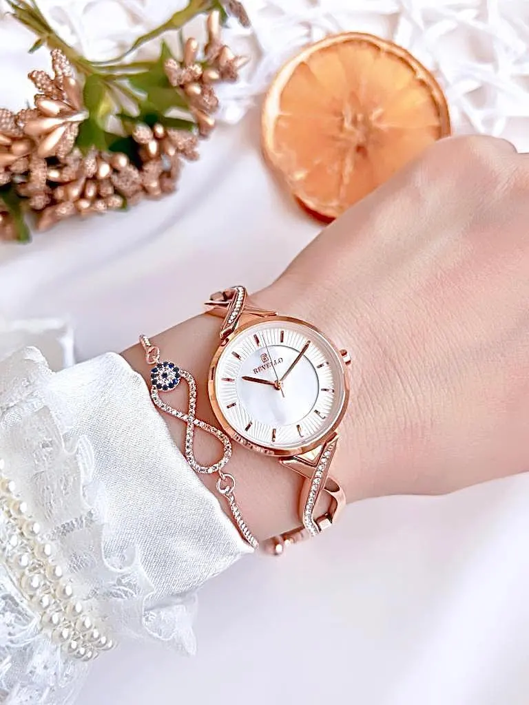 BLKT.2.617 Revello Elite Model Bronz/Rose Özel Renk 30 Mt Su Geçirmez+Bileklik Lady Wristwatch