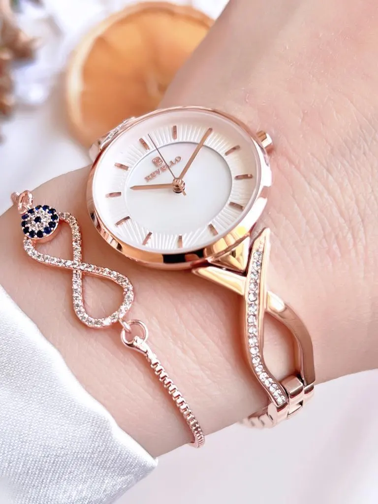 BLKT.2.617 Revello Elite Model Bronz/Rose Özel Renk 30 Mt Su Geçirmez+Bileklik Lady Wristwatch