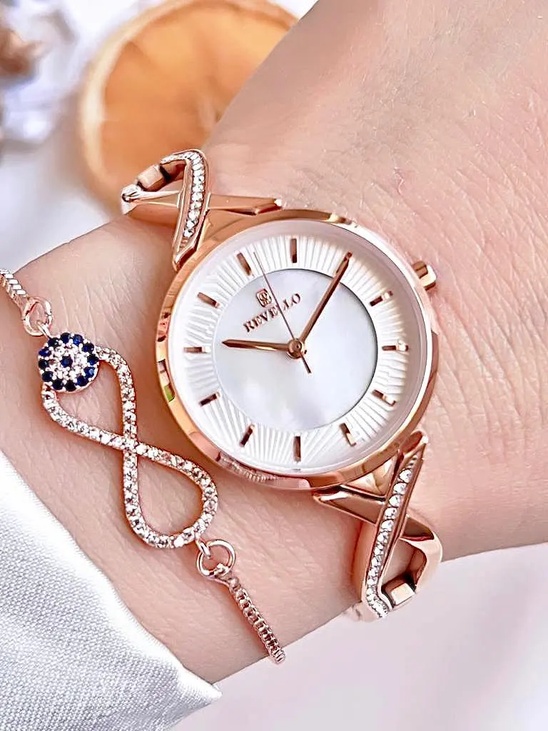 BLKT.2.617 Revello Elite Model Bronz/Rose Özel Renk 30 Mt Su Geçirmez+Bileklik Lady Wristwatch