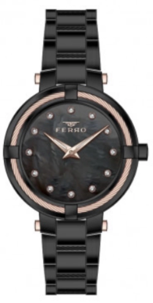 Ferro Siyah Çelik Kordon Kadın Kol Saati F40097A-G