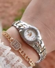 BLKT.2.361 Bayan Gümüş/Gold Vintage Retro Model Swarovski Taşlı Çelik Bayan Kol Saati+Bileklik