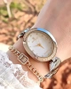 R.VR1012 Bayan Gümüş/Gold Vintage Retro Model Swarovski Taşlı Çelik Bayan Kol Saati+Bileklik