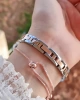 R.VR1023 Bayan Rose/Gümüş Özel Vintage Retro Model Swarovski Taşlı Çelik Bayan Kol Saati+Bileklik