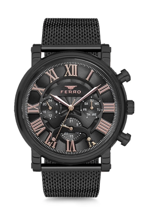 Ferro Siyah Hasır Kordon Erkek Kol Saati FM1827C-1021-G