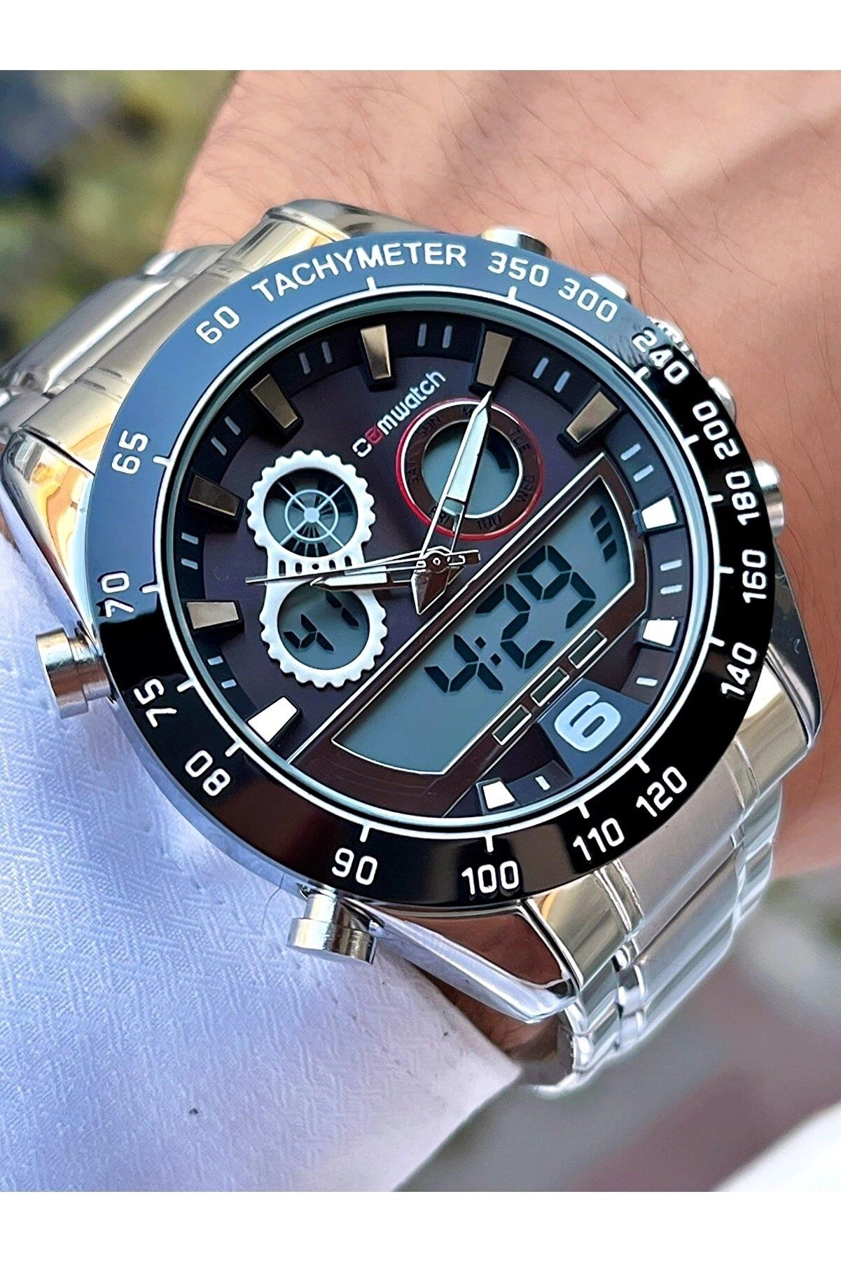 2106XL-SM Comwatch Dijital&Analog 3ATMSuya Dayanıklı Çelik Kordon Kronometre&Aydınlatma&Alarm&Takvim