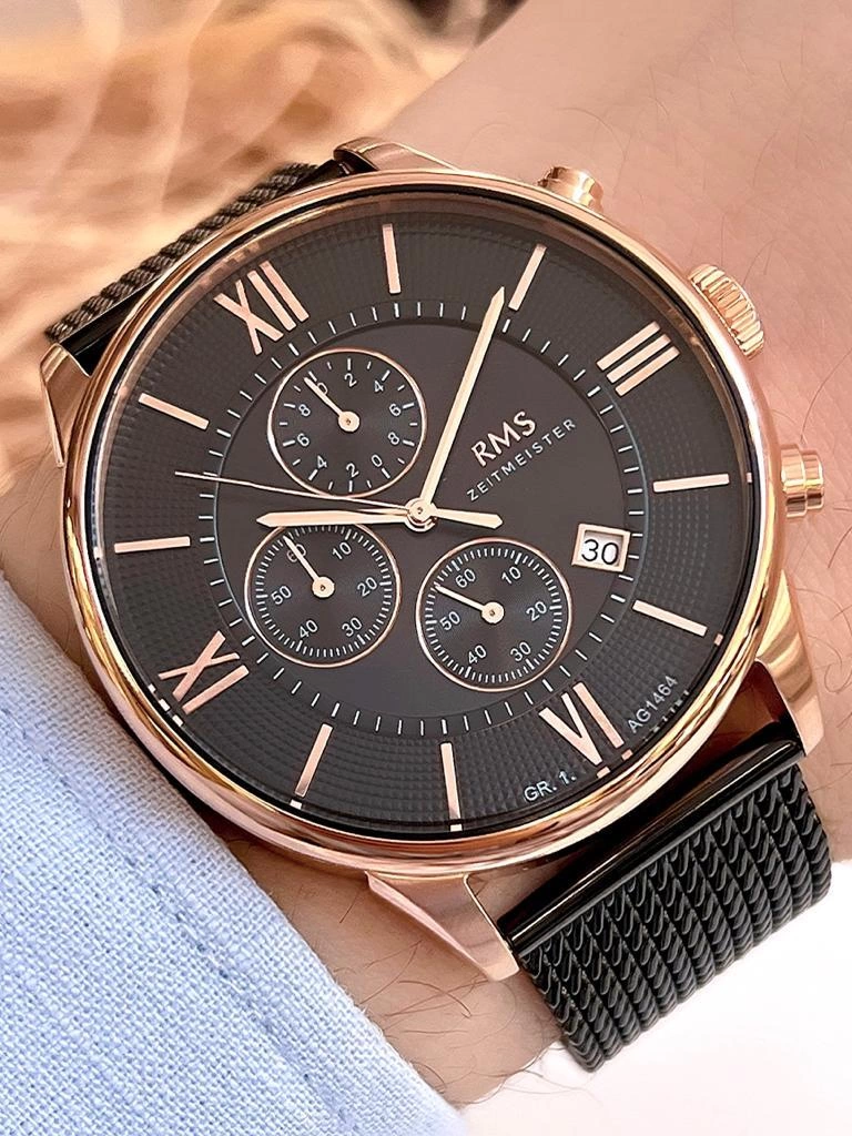BLKT.2.374 RMS Romanson Grandmaster Özel Seri Kararmaz Renk Atmaz 5 Atm 46 mm Erkek Kol Saati