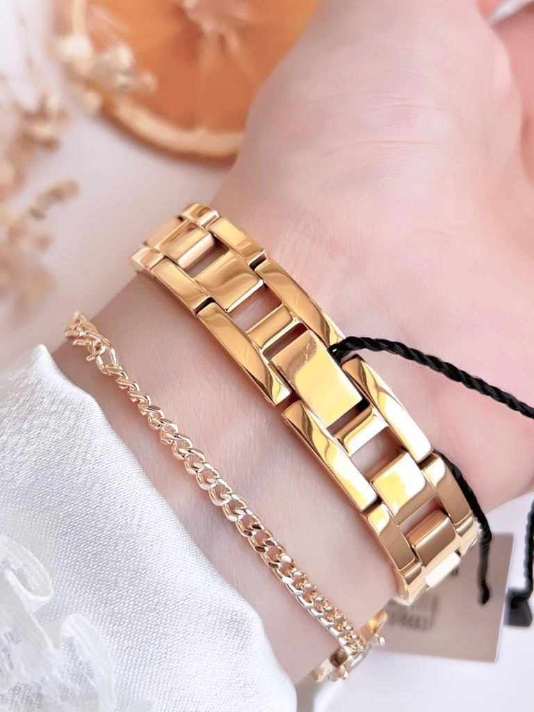 BLKT.2.608 Revello Altın Kaplama Kararma Renk Atma Yapmaz 3Atm Su Geçirmez+Bileklik Lady Wristwatch