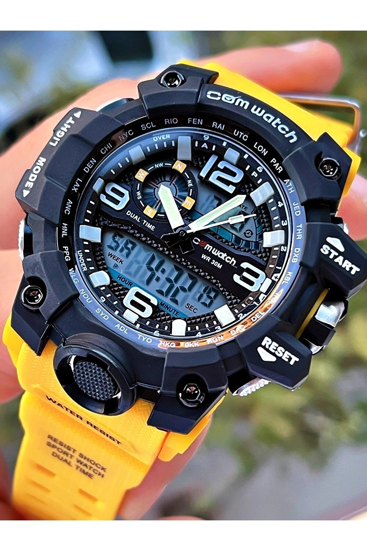 CW1523-S-S Comwatch Dijital&Analog Suya Dayanıklı Silikon Kordon Kronometre&Aydınlatma&Alarm&Takvim