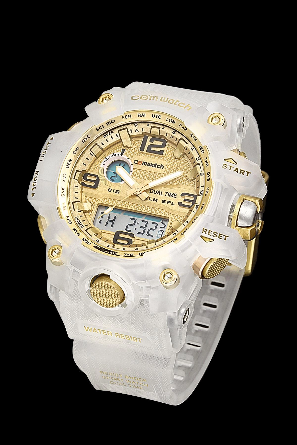 CW1523-ŞF Comwatch Dijital&Analog Suya Dayanıklı Silikon Kordon Kronometre&Aydınlatma&Alarm&Takvim
