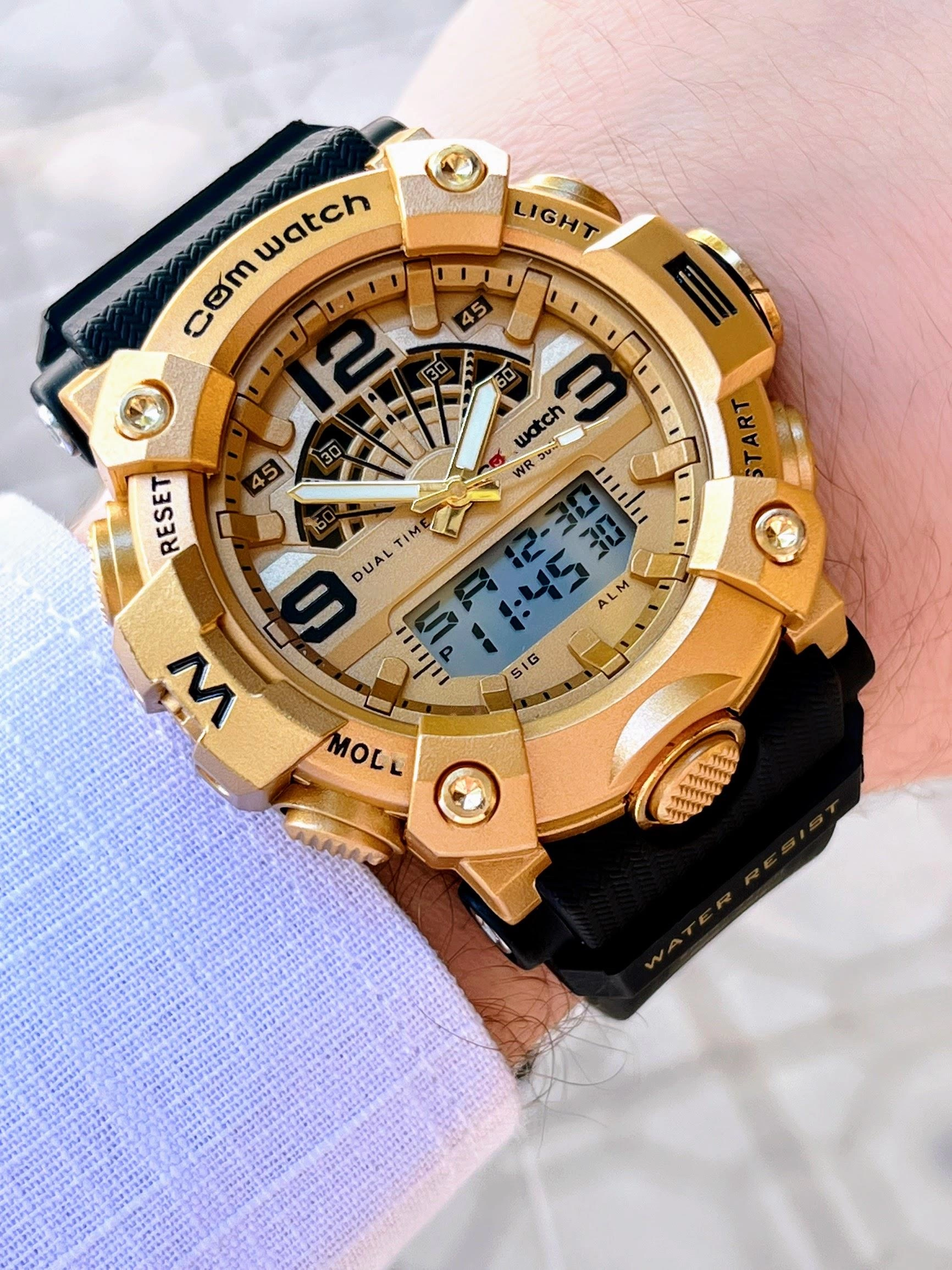 CW1523-Sİ Comwatch Dijital&Analog Suya Dayanıklı Silikon Kordon Kronometre&Aydınlatma&Alarm&Takvim