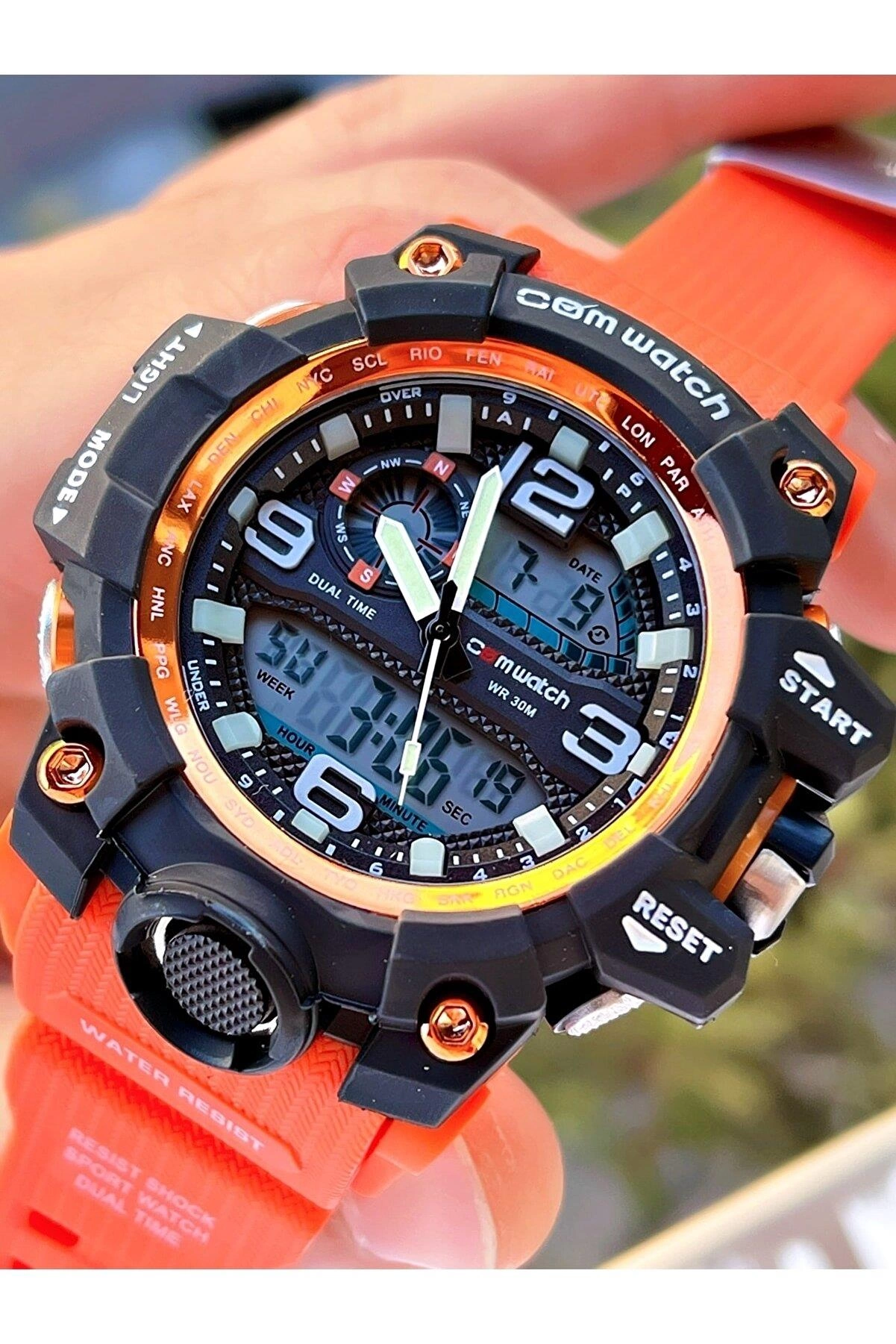 CW1523-STR Comwatch Dijital&Analog Suya Dayanıklı Silikon Kordon Kronometre&Aydınlatma&Alarm&Takvim