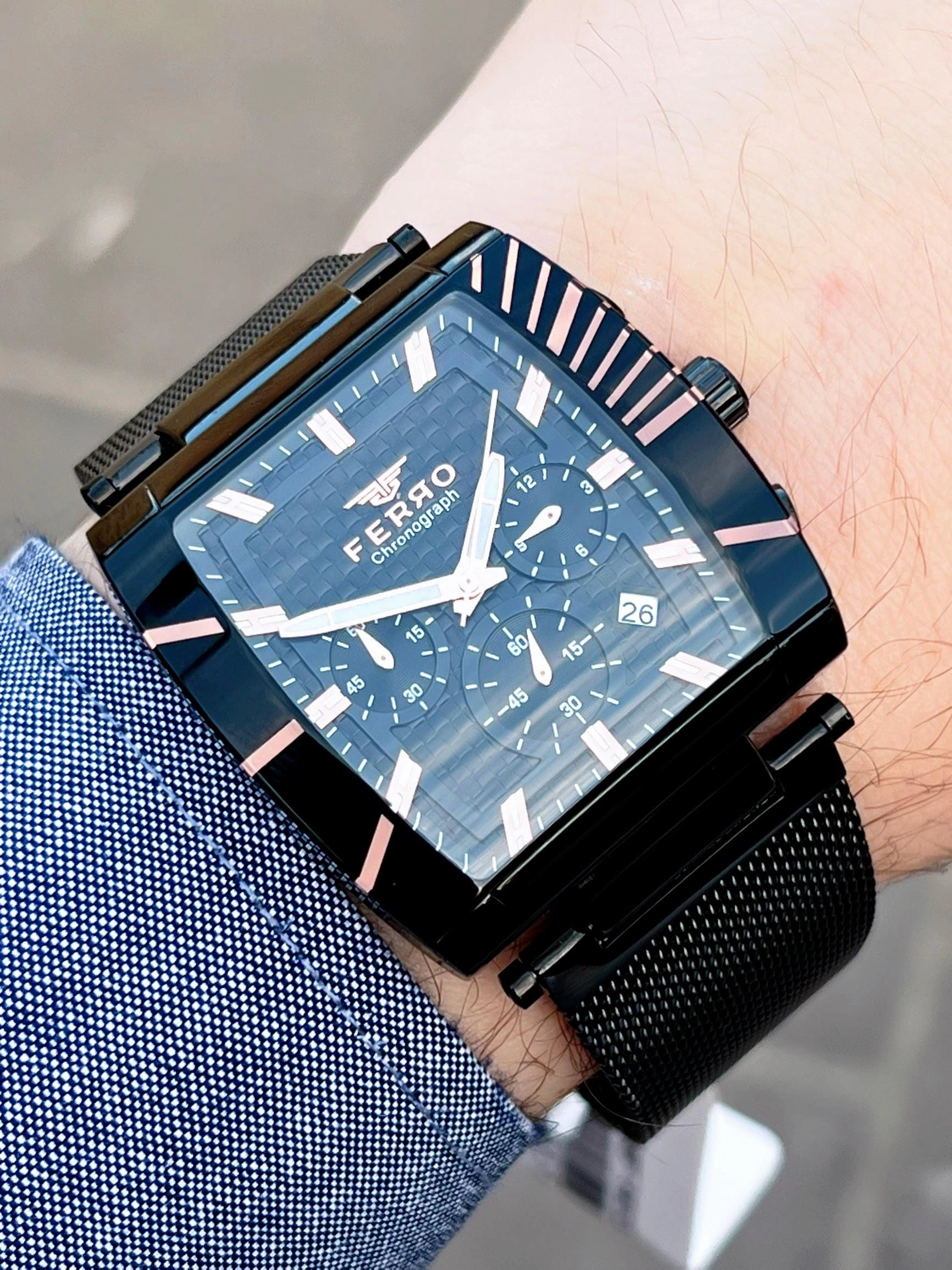 NS.AX10-S01 Ferro İç Fonksiyonları Aktif Chronograph 30 Mt Suya Dayanıklı Erkek Kol Saati
