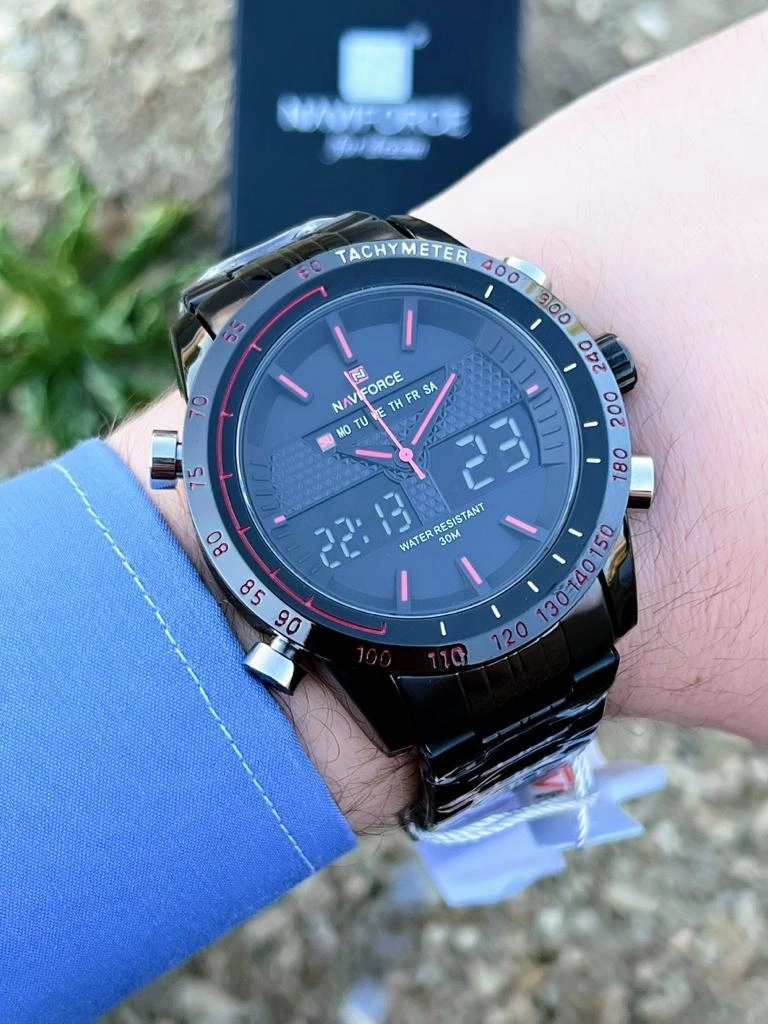 NV-10-L10 Naviforce Çelik Kordon İç Fonksiyonları  Aktif Dijital/Analog Erkek Kol Saati