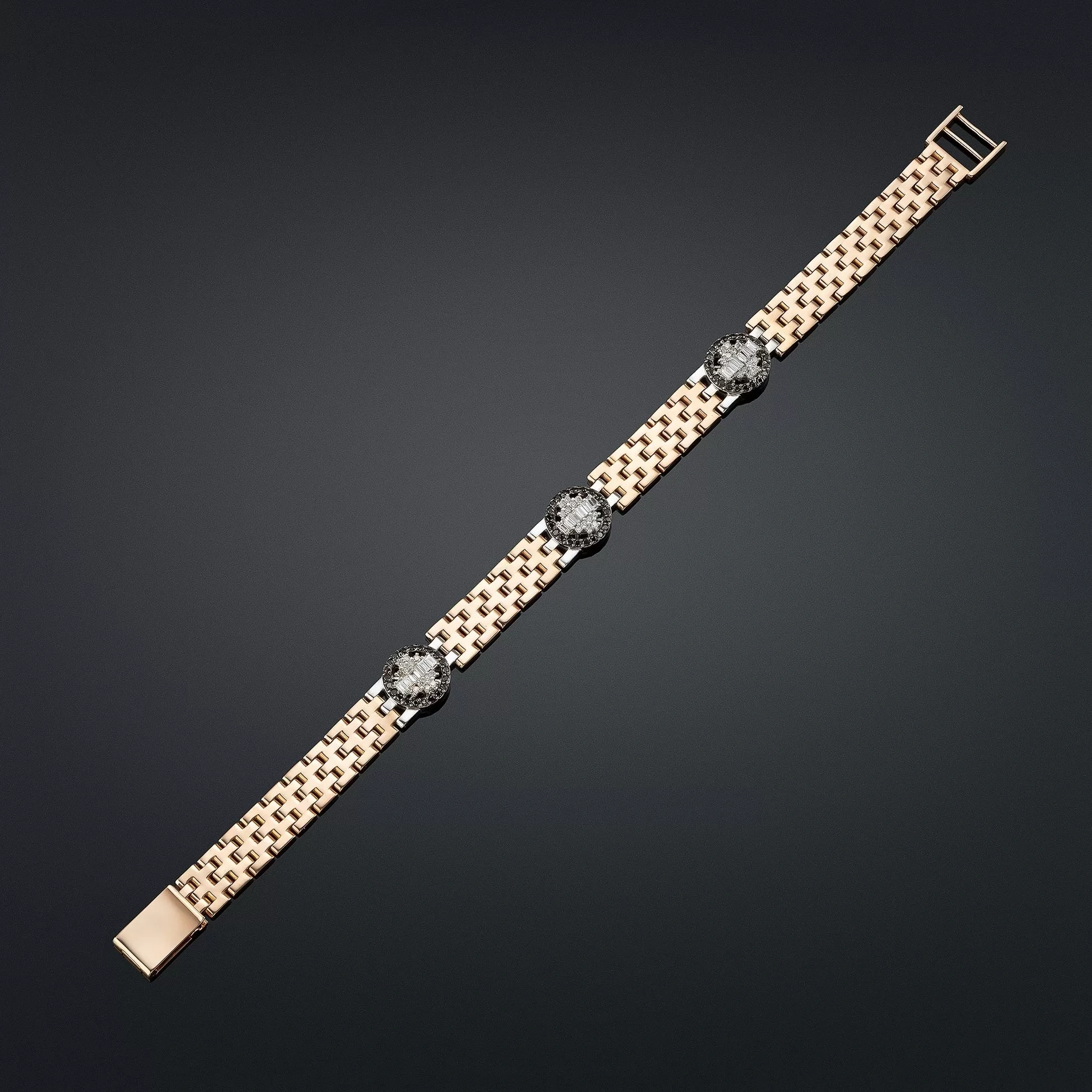 0,75 Ct +0,36 Ct +1,01 Rose&White Gold 14K Pırlanta Bileklik