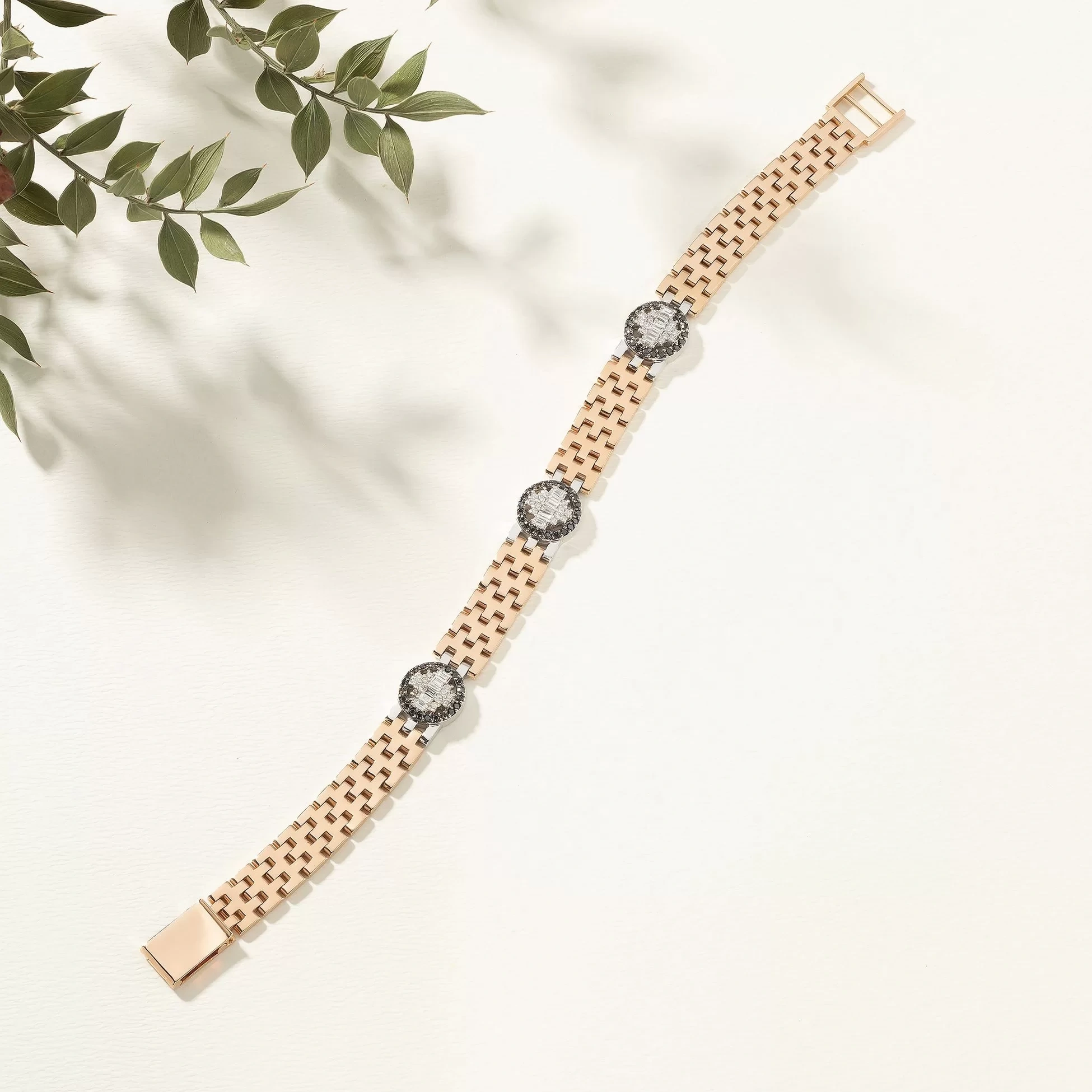 0,75 Ct +0,36 Ct +1,01 Rose&White Gold 14K Pırlanta Bileklik