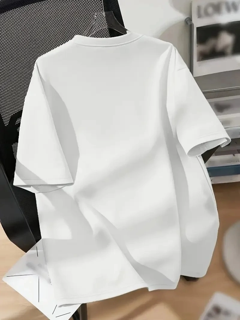20/1 Penye Compack Ayı Baskılı Oversize Bisiklet Yaka Kısa Kol T-shirt - Beyaz