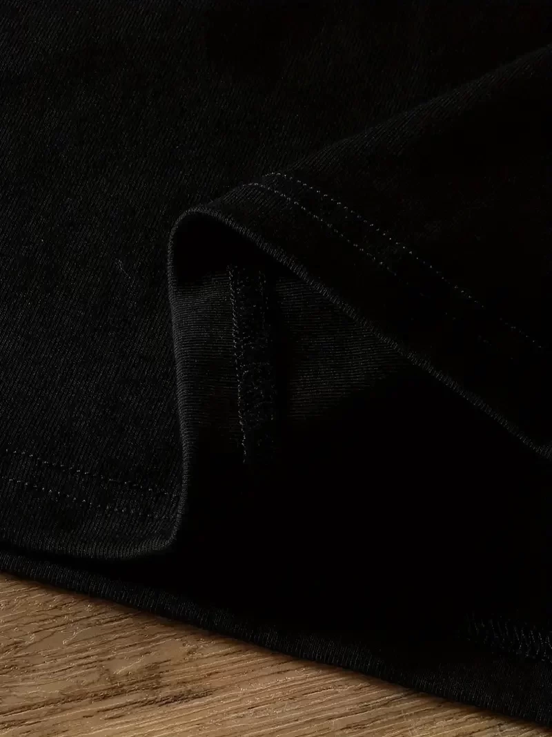 20/1 Penye Compack Ayı Baskılı Oversize Bisiklet Yaka Kısa Kol T-shirt - Siyah