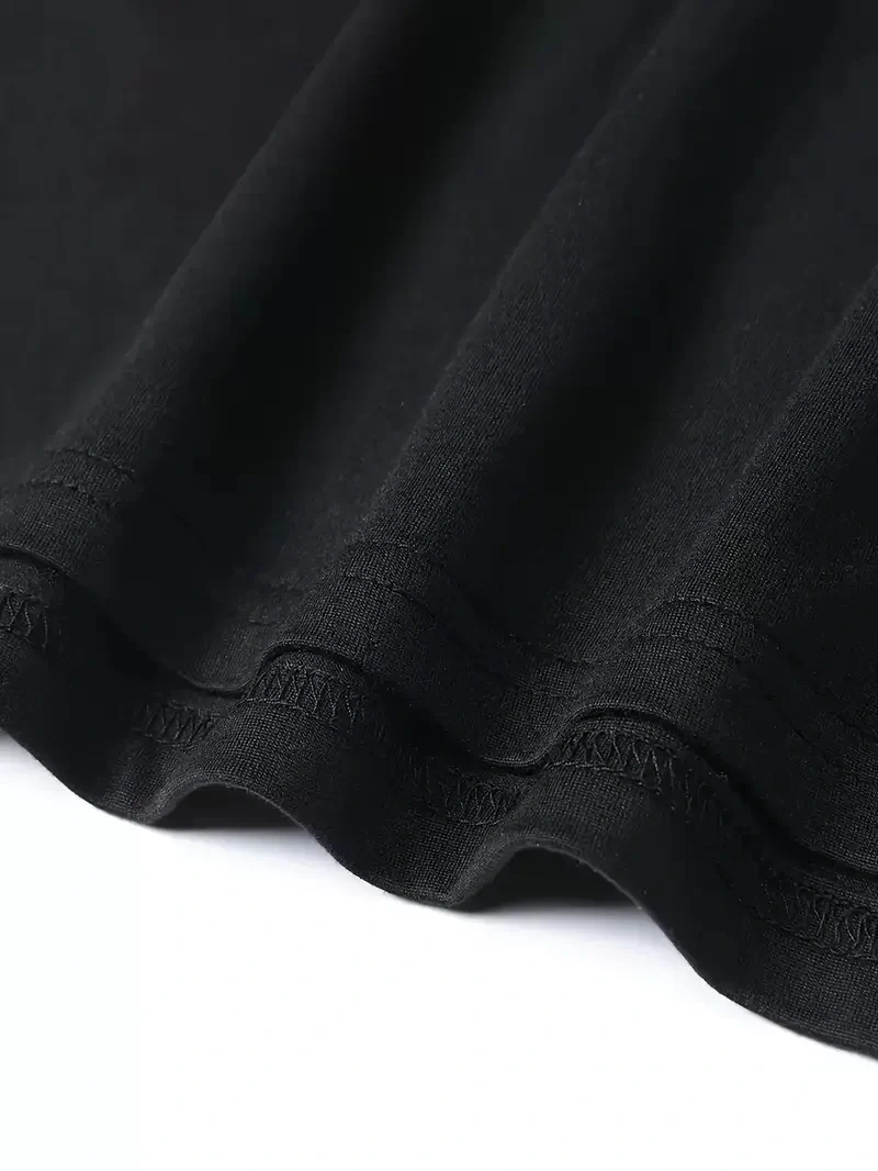 20/1 Penye Compack Baskılı Oversize Bisiklet Yaka Kısa Kol T-shirt - Siyah