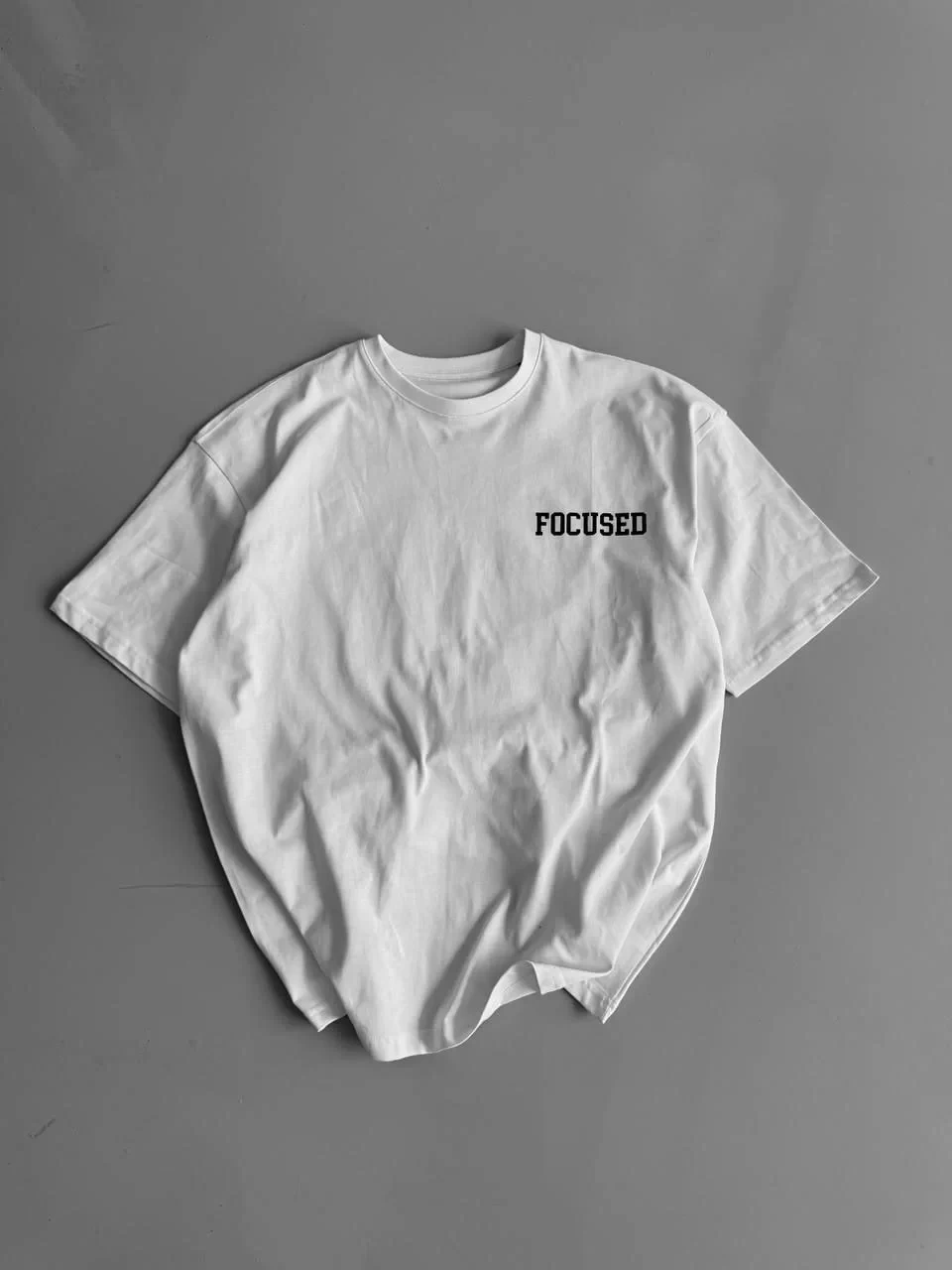 20/1 Penye Compack Baskılı Oversize Bisiklet Yaka Kısa Kol Yazlık T-shirt - Beyaz