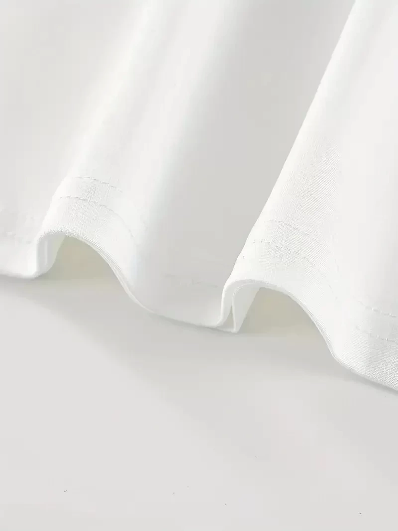 20/1 Penye Compack Baskılı Oversize Kısa Kol Bisiklet Yaka T-shirt - Beyaz